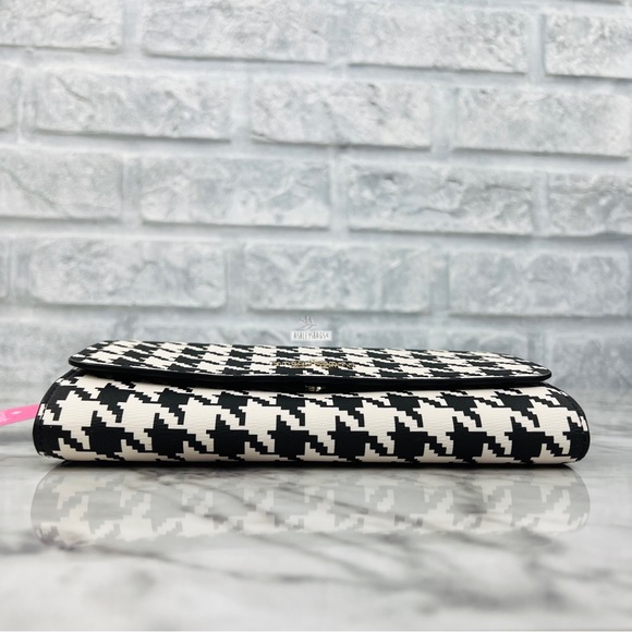 Kate Spade Darcy Houndstooth Chain Wallet Crossbody Clutch In Black Multi - Picture 5 of 8